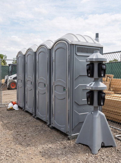 Orange County Pottys hand sanitizer station in use at a Central Florida event