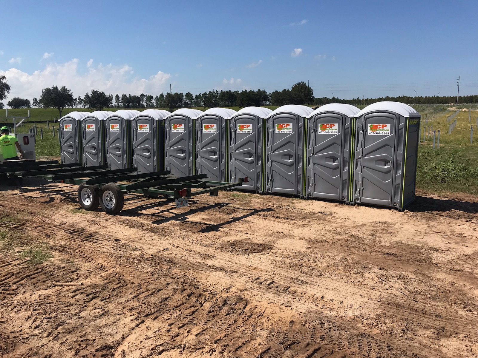 Row of Portable Toilets on Site
