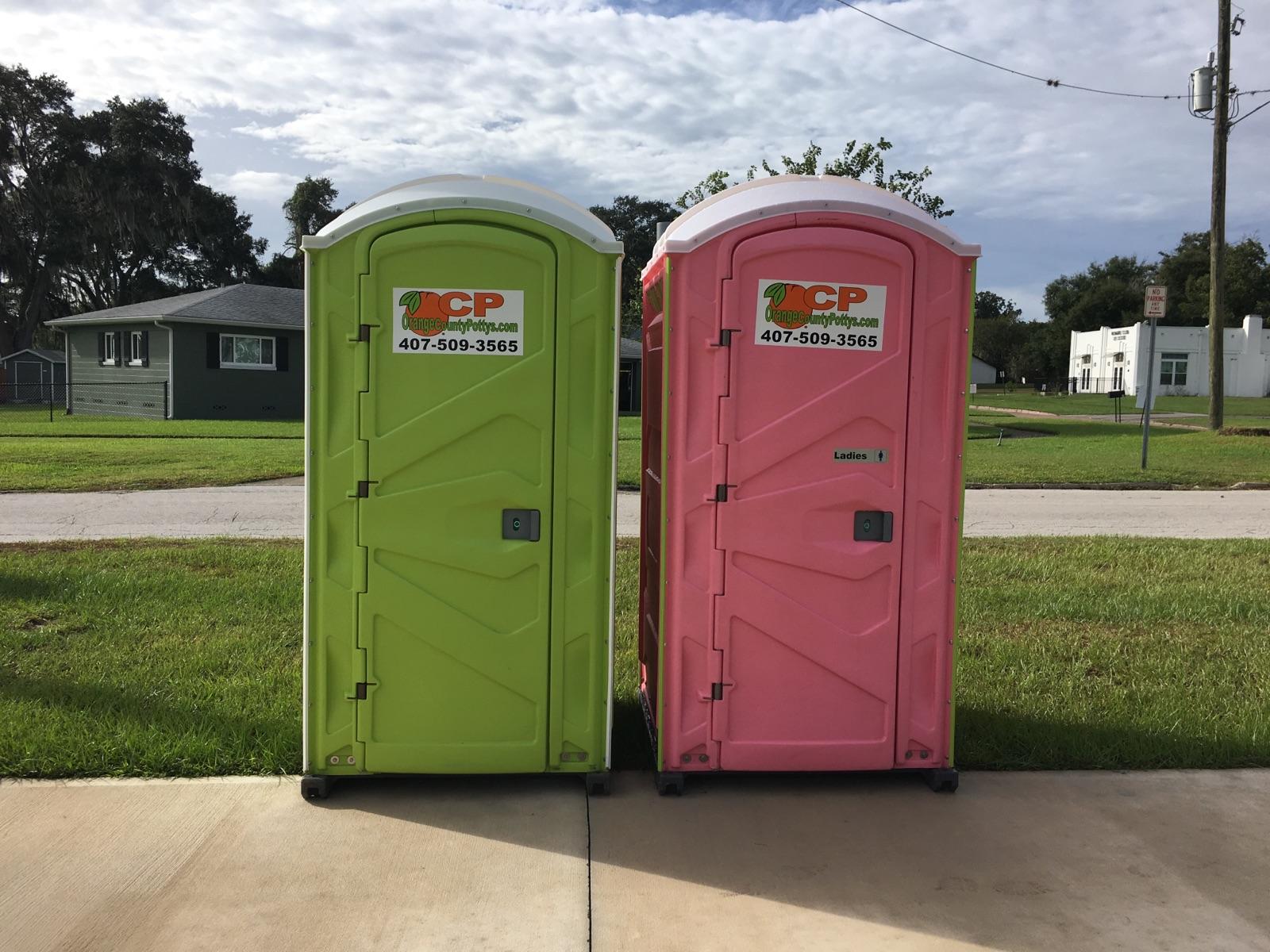 Orange County Pottys portable restrooms at an outdoor event in Central Florida