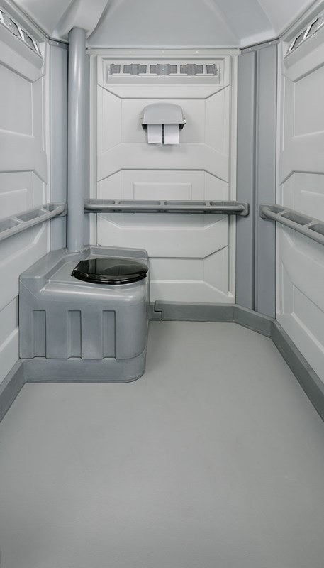 Interior of Orange County Pottys ADA wheelchair accessible portable toilet